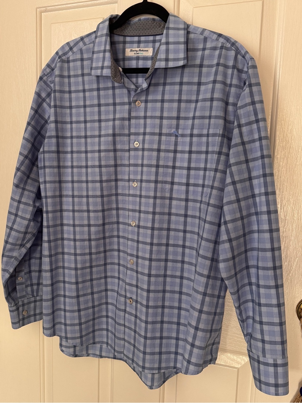 Tommy Bahama IslandZone Blue Plaid Shirt Men’s XL NWOT